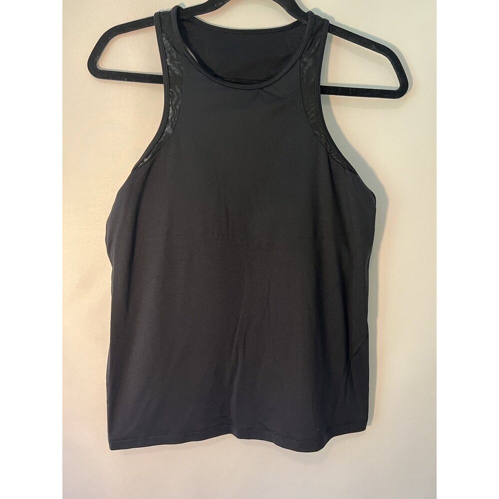 EAC Athletic Tank Top With Built-in Sports Bra Size Large Black Crop